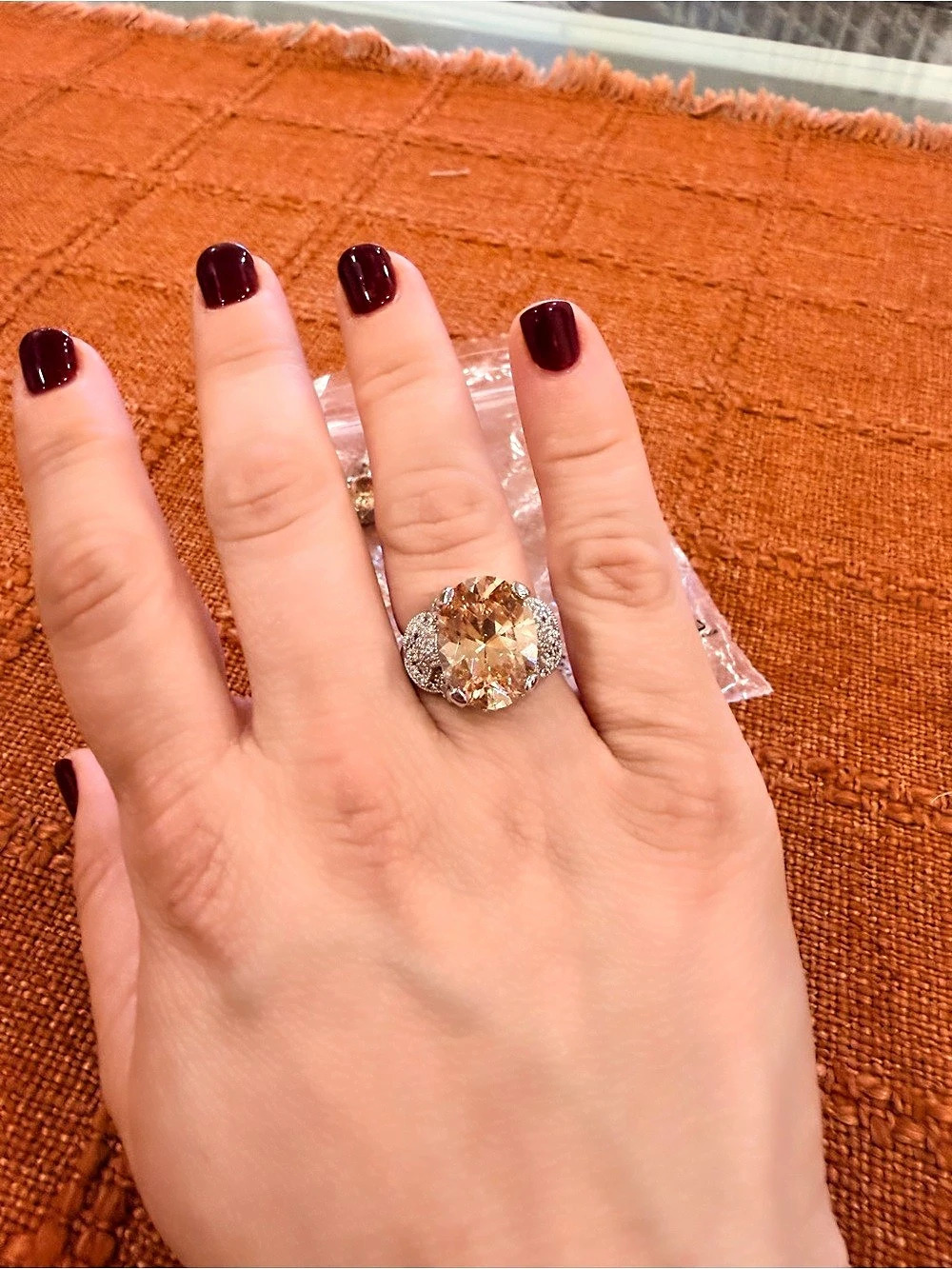 ESPO sterling silver champagne statement ring and earrings set